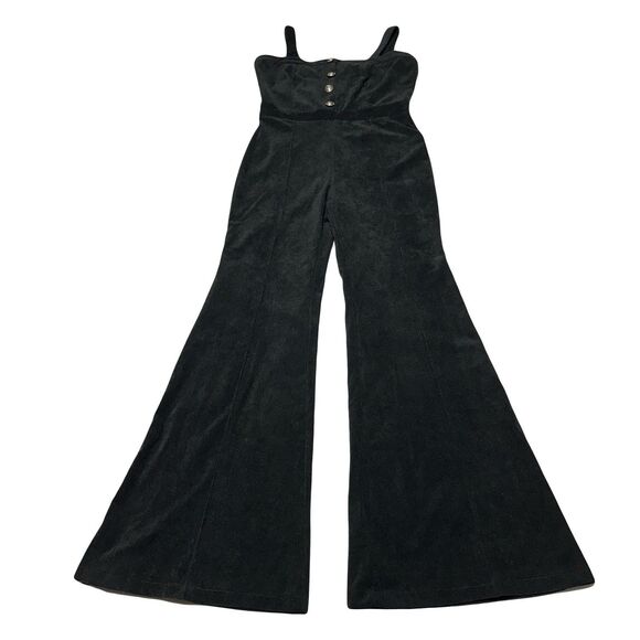 Jealous Tomato Size L Large Black Corduroy Jumpsuit Flare Leg Overalls NWT - Picture 1 of 11
